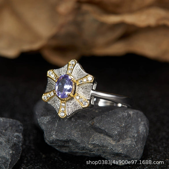 Wholesale Women's Medieval Style Geometric Diamond Gems Silver Earrings