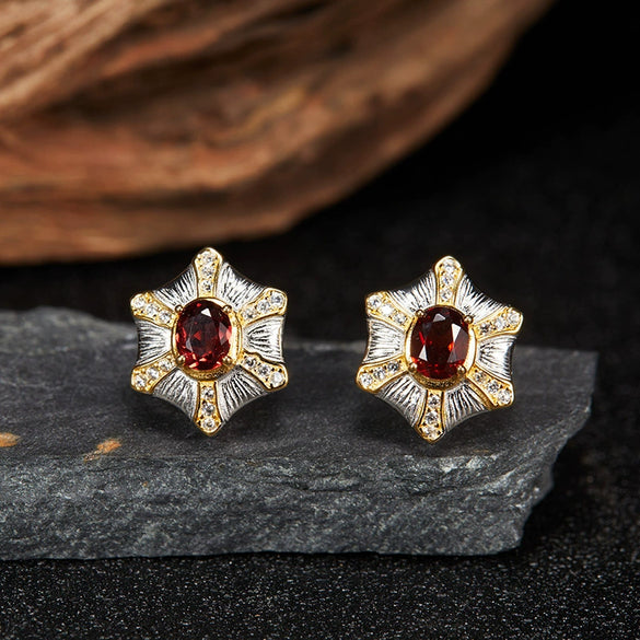 Wholesale Women's Medieval Style Geometric Diamond Gems Silver Earrings
