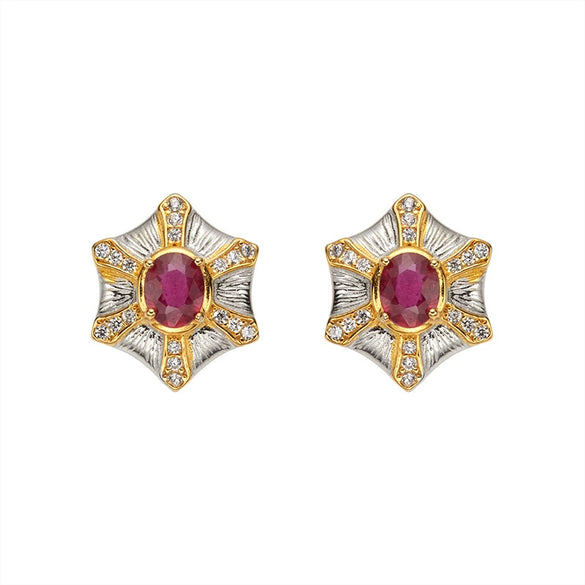Wholesale Women's Medieval Style Geometric Diamond Gems Silver Earrings