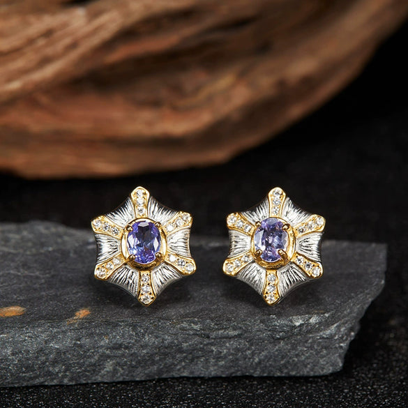 Wholesale Women's Medieval Style Geometric Diamond Gems Silver Earrings