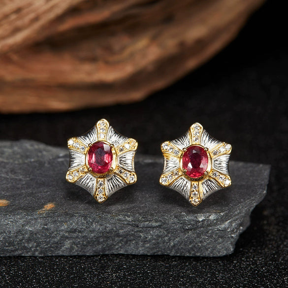 Wholesale Women's Medieval Style Geometric Diamond Gems Silver Earrings