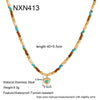 Wholesale Women's Medieval Style Geometric Natural Stone And Stainless Steel Handmade Beaded Real Gold Plated Necklace