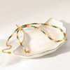 Wholesale Women's Medieval Style Geometric Natural Stone And Stainless Steel Handmade Beaded Real Gold Plated Necklace
