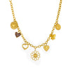 Wholesale Women's Medieval Style Gold Electroplated Stainless Steel Flower Heartshaped Compass Pendant Necklace With Oshaped Chain