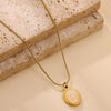 Wholesale Women's Medieval Style Gold Plated Geometric Oval Tiger Eye Pendant Necklace With Rope Chain