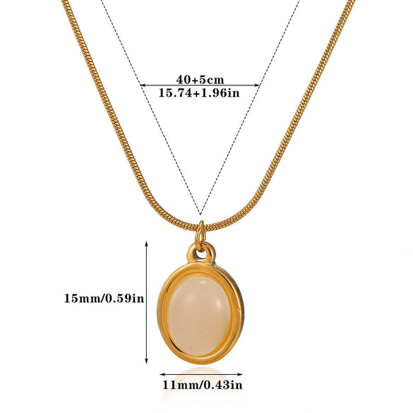Wholesale Women's Medieval Style Gold Plated Geometric Oval Tiger Eye Pendant Necklace With Rope Chain