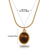 Wholesale Women's Medieval Style Gold Plated Geometric Oval Tiger Eye Pendant Necklace With Rope Chain