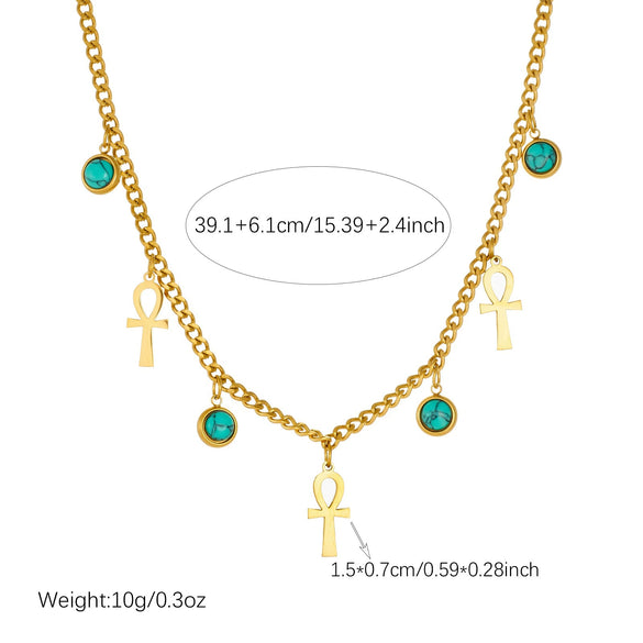 Wholesale Women's Medieval Style Goldplated Stainless Steel Cross Pendant Necklace