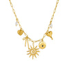 Wholesale Women's Medieval Style Goldplated Stainless Steel Necklace With Heartshaped And Bow Tie Pendant And Flat Cross Chain