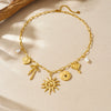 Wholesale Women's Medieval Style Goldplated Stainless Steel Necklace With Heartshaped And Bow Tie Pendant And Flat Cross Chain