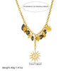 Wholesale Women's Medieval Style Heart Shape Black Carved Geometric Goldplated Stainless Steel Spiral Sun Flower Leaf Pendant Necklace With Oshaped Chain