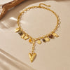 Wholesale Women's Medieval Style Heart Shape Goldplated Stainless Steel Oshaped Chain Pendant Necklace