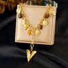 Wholesale Women's Medieval Style Heart Shape Goldplated Stainless Steel Oshaped Chain Pendant Necklace