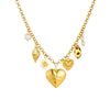 Wholesale Women's Medieval Style Heart Shape Leopard Print Goldplated Stainless Steel Pendant Necklace With O Word Chain