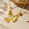Wholesale Women's Medieval Style Heart Shape Leopard Print Goldplated Stainless Steel Pendant Necklace With O Word Chain