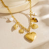 Wholesale Women's Medieval Style Heart Shape Leopard Print Goldplated Stainless Steel Pendant Necklace With O Word Chain