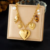 Wholesale Women's Medieval Style Heart Shape Leopard Print Goldplated Stainless Steel Pendant Necklace With O Word Chain