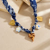 Wholesale Women's Medieval Style Heartshaped Leopard Print Stainless Steel Goldplated Pendant Rope Chain Necklace