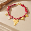 Wholesale Women's Medieval Style Heartshaped Printed Ceramic Goldplated Stainless Steel Love Necklace