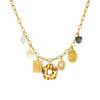 Wholesale Women's Medieval Style Leopard Print Stainless Steel Electroplated Flower Square Oval Sun Necklace With Flat Cross Chain