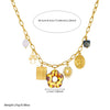 Wholesale Women's Medieval Style Leopard Print Stainless Steel Electroplated Flower Square Oval Sun Necklace With Flat Cross Chain