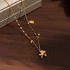 Wholesale Women's Medieval Style Real Gold Plated Titanium Steel Zodiac Horse Pendant Necklace With Irregular Chain