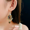 Wholesale Women's Medieval Vintage Earrings Alloy Artificial Tiger Eye Stone Pearl Ear Hooks Geometric Zirconia