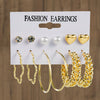 Wholesale Women's Metal Alloy Geometric High Sense Earrings Set With Pearls