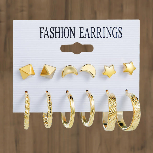 Wholesale Women's Metal Alloy Geometric High Sense Earrings Set With Pearls
