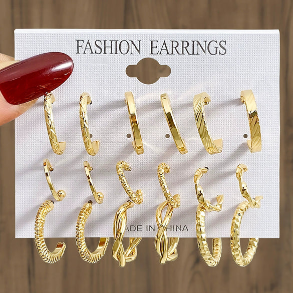 Wholesale Women's Metal Alloy Geometric High Sense Earrings Set With Pearls