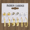 Wholesale Women's Metal Alloy Geometric High Sense Earrings Set With Pearls