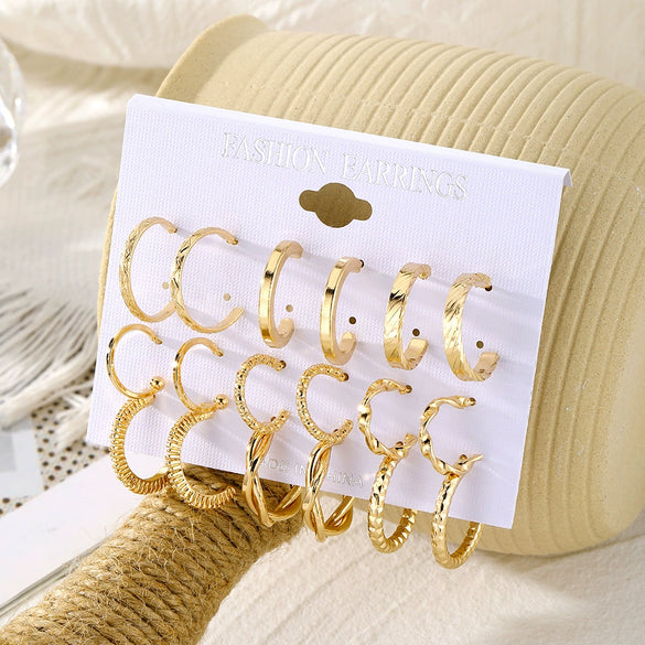 Wholesale Women's Metal Alloy Geometric High Sense Earrings Set With Pearls