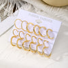 Wholesale Women's Metal Alloy Geometric High Sense Earrings Set With Pearls
