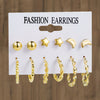 Wholesale Women's Metal Alloy Geometric High Sense Earrings Set With Pearls