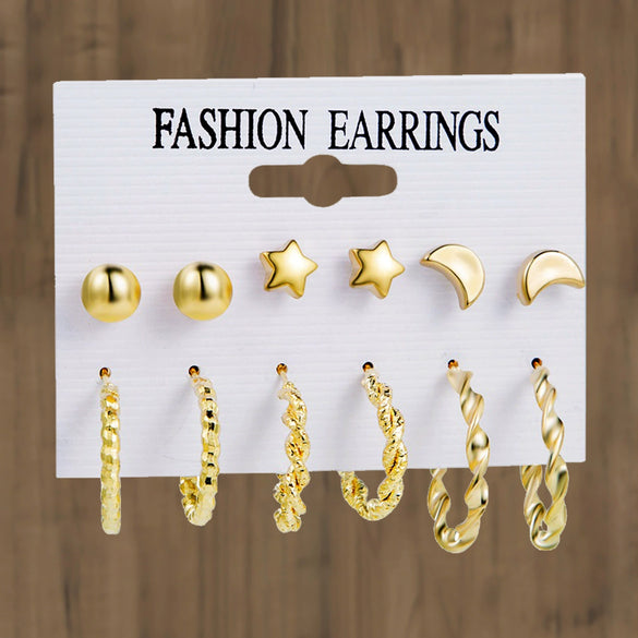 Wholesale Women's Metal Alloy Geometric High Sense Earrings Set With Pearls