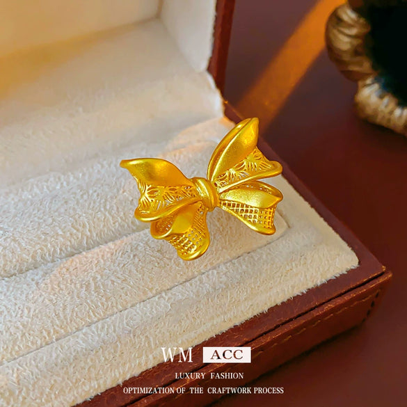 Wholesale Women's Metal Bow Open Ring With Electroplating Design
