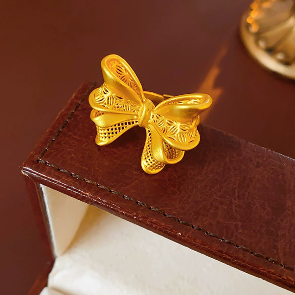 Wholesale Women's Metal Bow Open Ring With Electroplating Design