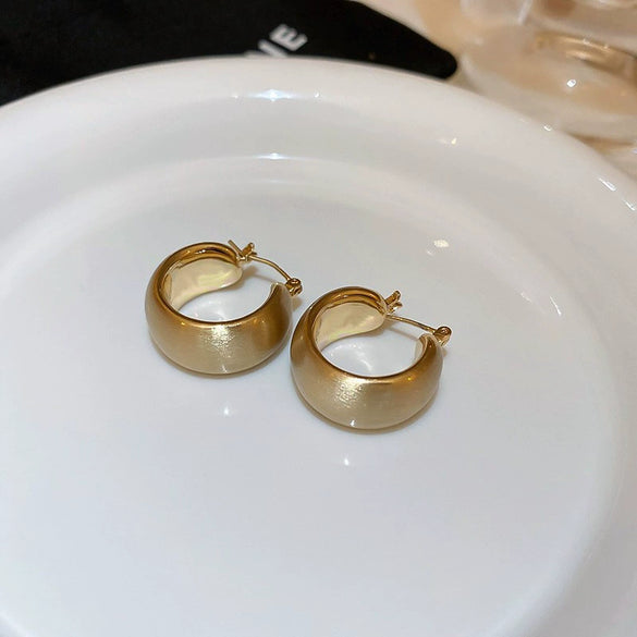 Wholesale Women's Metal Brushed Geometric Heart Shape Electroplated Earrings
