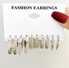 Wholesale Women's Metal C Type Geometric Pearl Earring Set With Electroplating Design