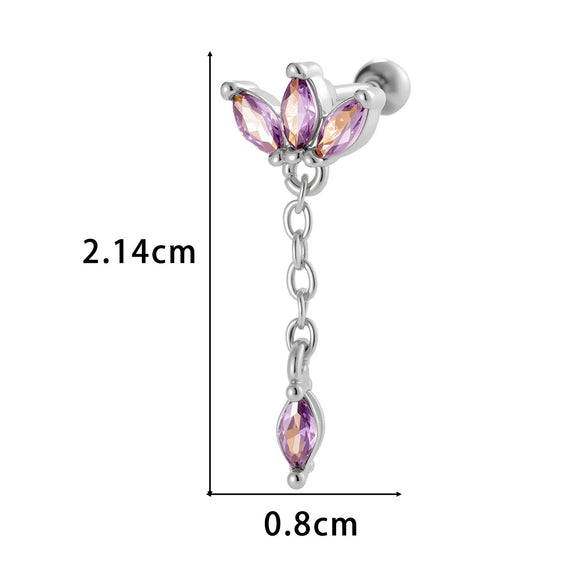 Wholesale Women's Metal Crown Tassel Zircon Ear Bone Nail Jewelry With Electroplating