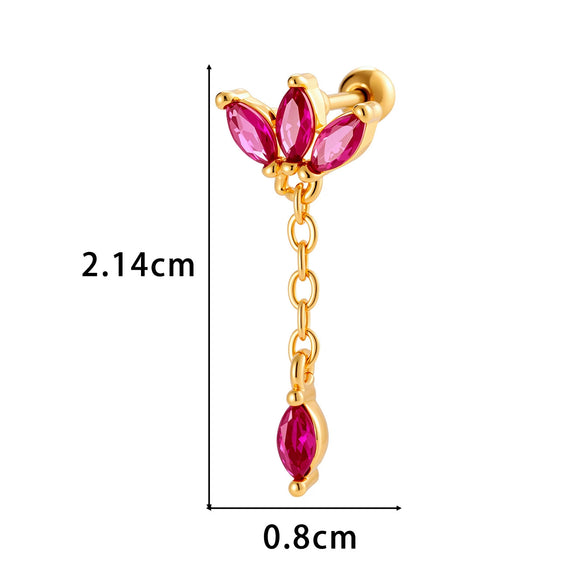 Wholesale Women's Metal Crown Tassel Zircon Ear Bone Nail Jewelry With Electroplating