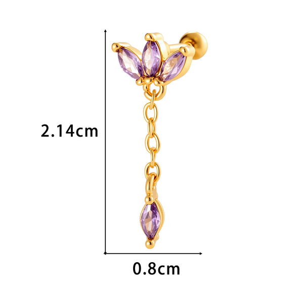 Wholesale Women's Metal Crown Tassel Zircon Ear Bone Nail Jewelry With Electroplating