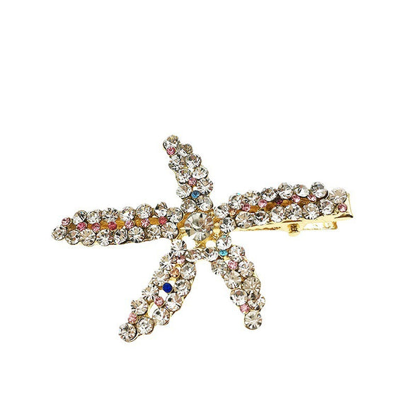 Wholesale Women's Metal Duckbill Clip Starfish Pearl Hairpin With Electroplating