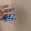 Wholesale Women's Metal Electroplated Bow Shape Pearl Tassel Earrings Light Luxury Style