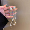 Wholesale Women's Metal Electroplated Bow Shape Pearl Tassel Earrings Light Luxury Style