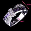 Wholesale Women's Metal Electroplated Geometric Amethyst Diamond Ring Hand Jewelry