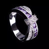Wholesale Women's Metal Electroplated Geometric Amethyst Diamond Ring Hand Jewelry