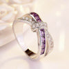 Wholesale Women's Metal Electroplated Geometric Amethyst Diamond Ring Hand Jewelry