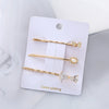 Wholesale Women's Metal Electroplated Pearl Crystal Diamond Bangs Clip Hair Accessories Fashion Ol Geometric Style