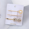 Wholesale Women's Metal Electroplated Pearl Crystal Diamond Bangs Clip Hair Accessories Fashion Ol Geometric Style